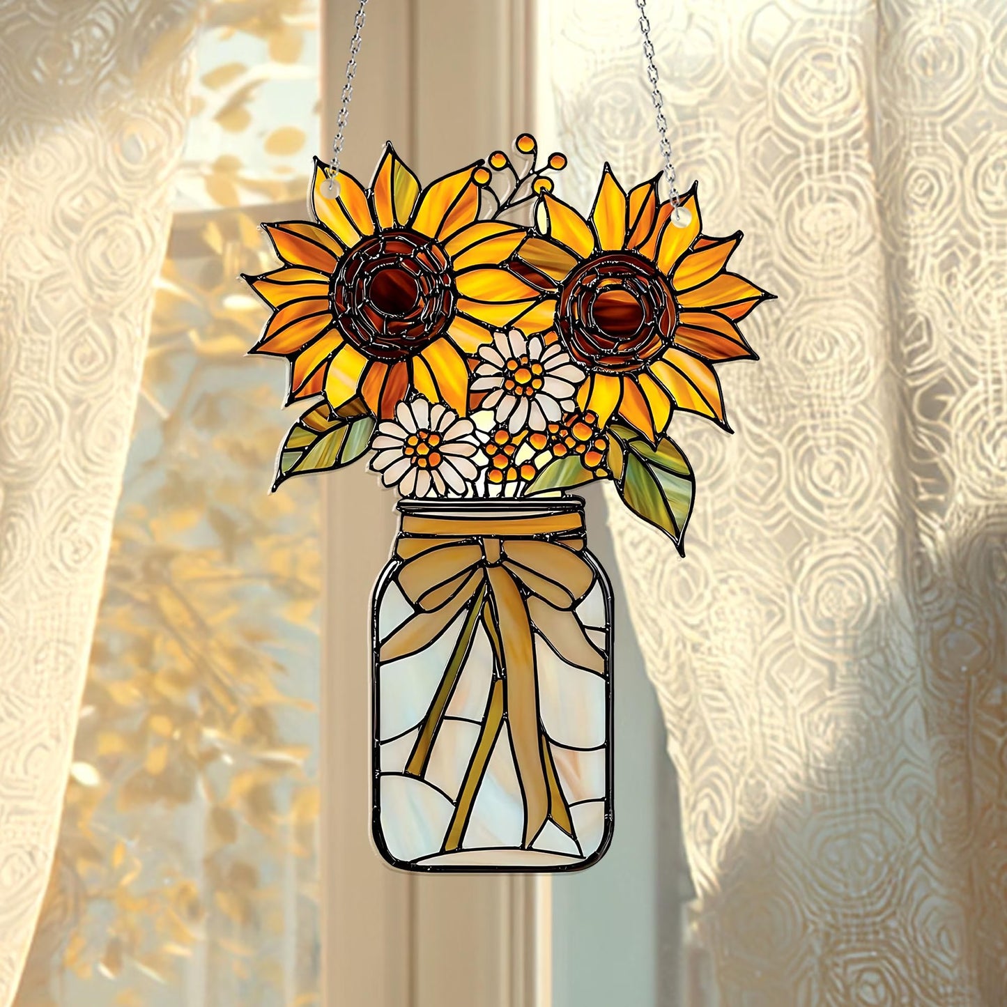 Beautiful Sunflower - Personalized Window Hanging Suncatcher Acrylic