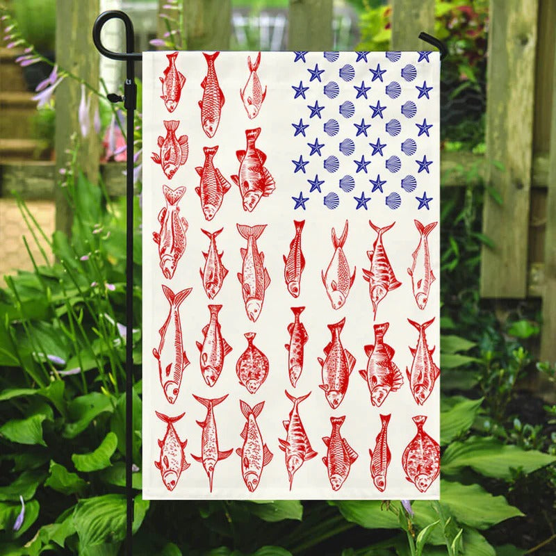 Fish & Sea Shells American Garden Flag, House Flag