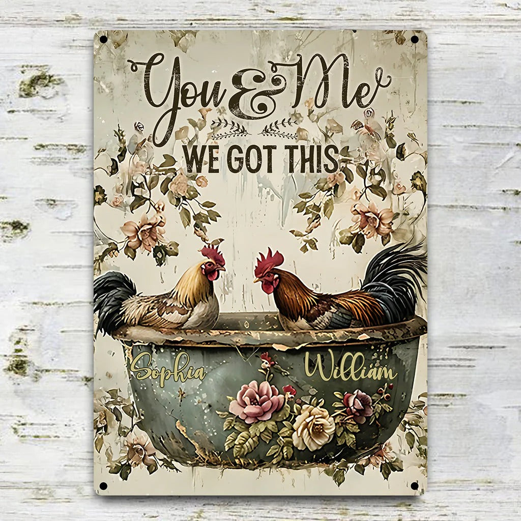Chicken Couple You And Me - Personalized Metal Sign