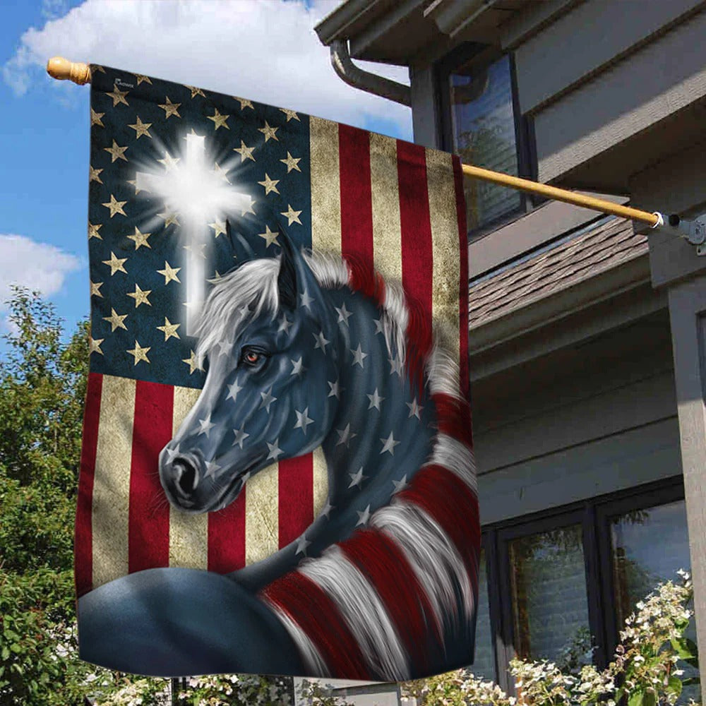 Patriot Horse American Garden Flag, House Flag