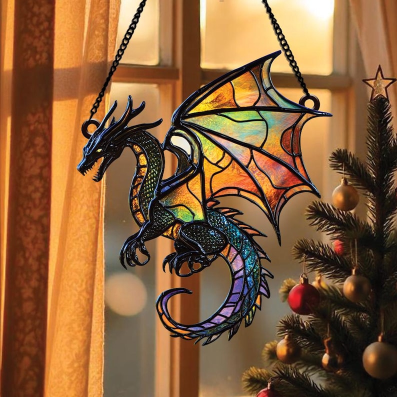 Colorful Magic Dragon Acrylic Window Hangings