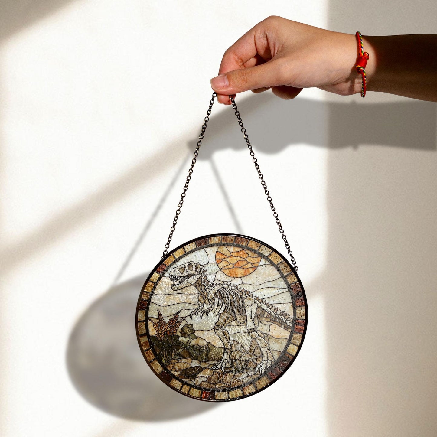 Dinosaur Skeleton Stained Glass Suncatcher