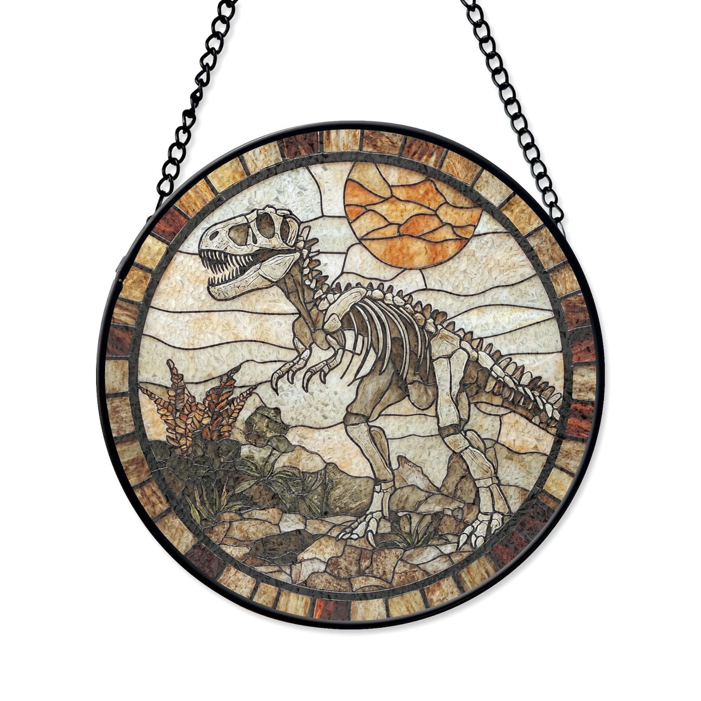 Dinosaur Skeleton Stained Glass Suncatcher