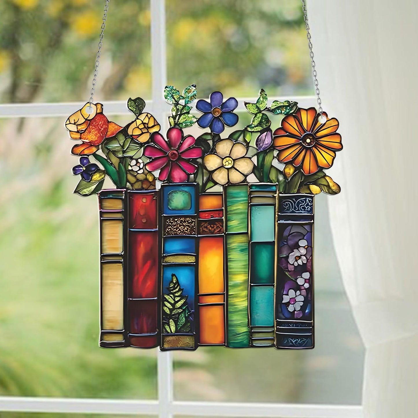 Book And Flower Acrylic Window Hangings - Decor Home
