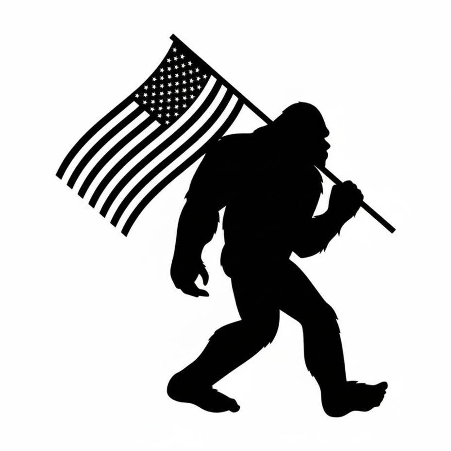 Bigfoot American Flag Sticker