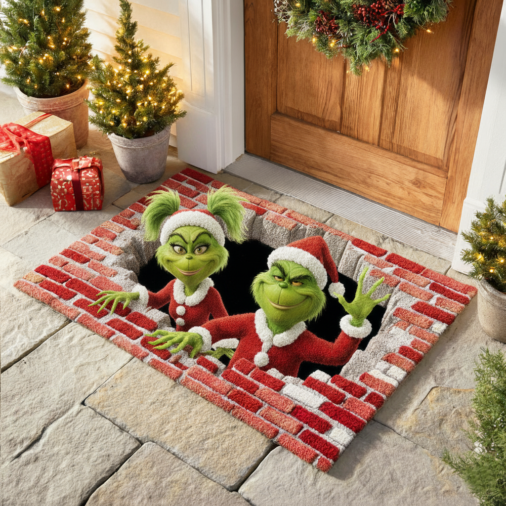 Funny Holiday Couple Quilt Round Mat