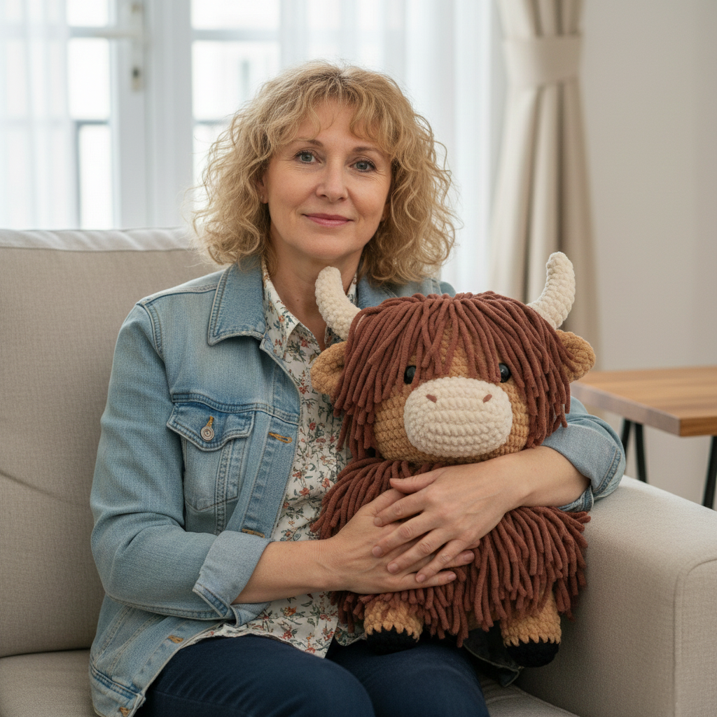 Fluffy Highland Cow Shaped Pillow