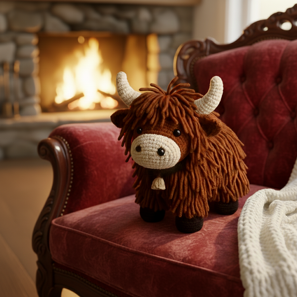 Cuddly Highland Cow Shaped Pillow