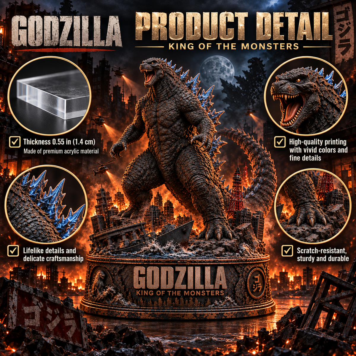 Godzilla King of the Monsters – Collectible Acrylic Plaque Table Decor