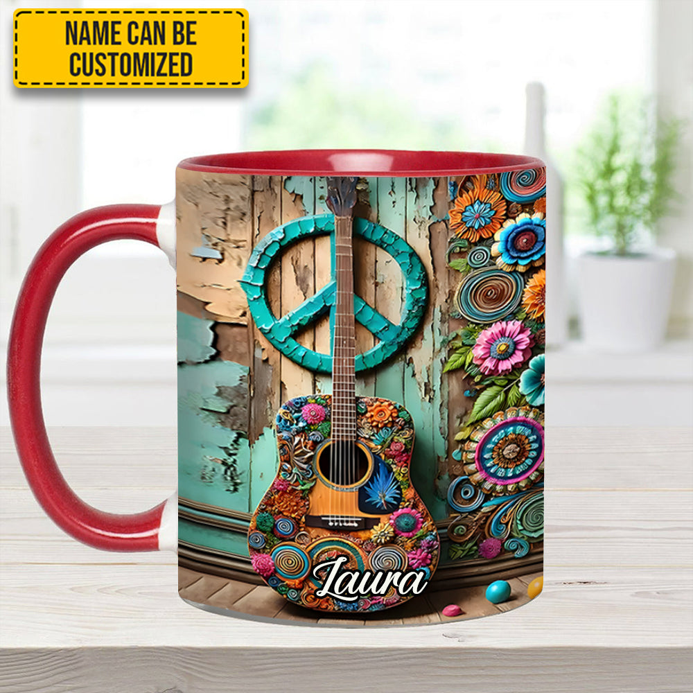 Guitar & Hippie accent mug - Personalized Accent Mug