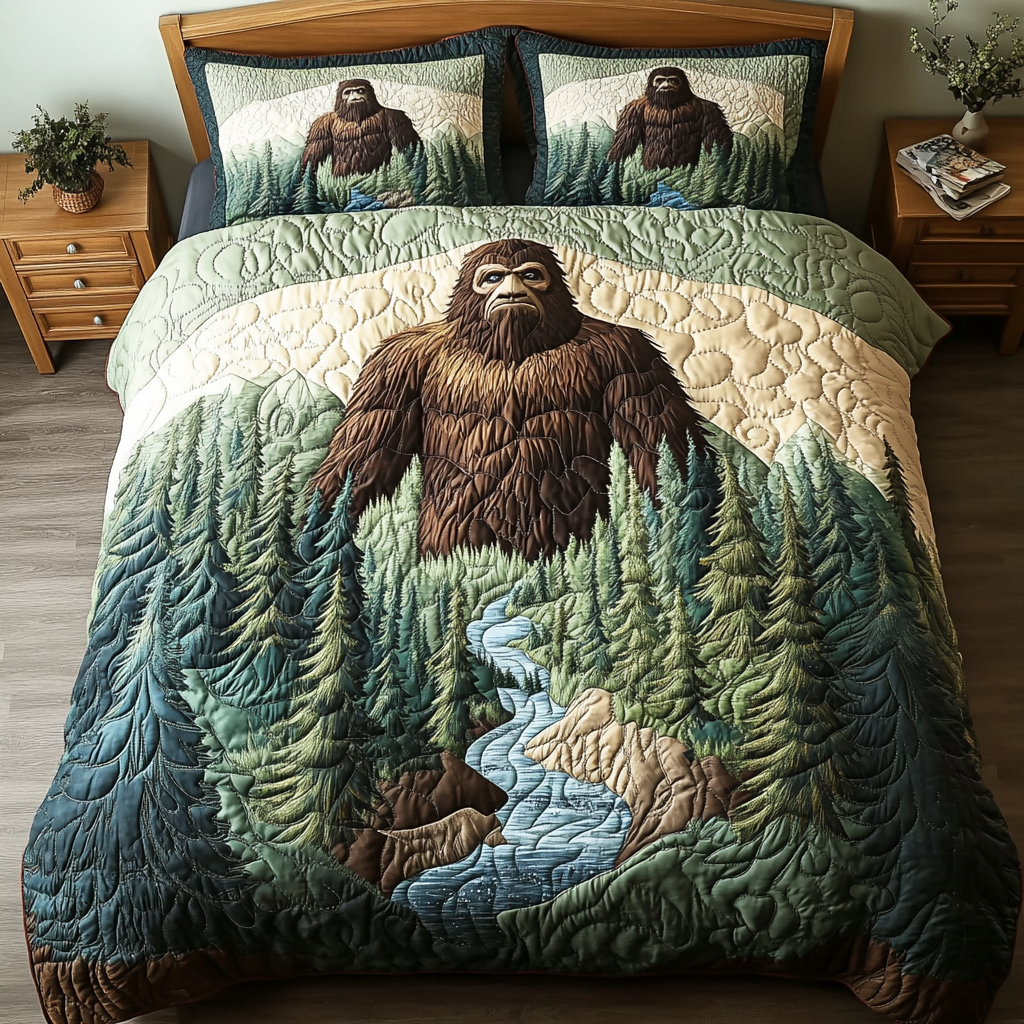 Hidden Giant Bigfoot Quilted Bedding Set