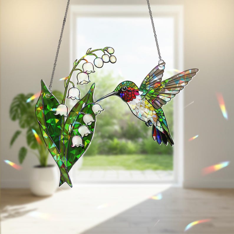 Hummingbird And Lily of valley Acrylic Hanging