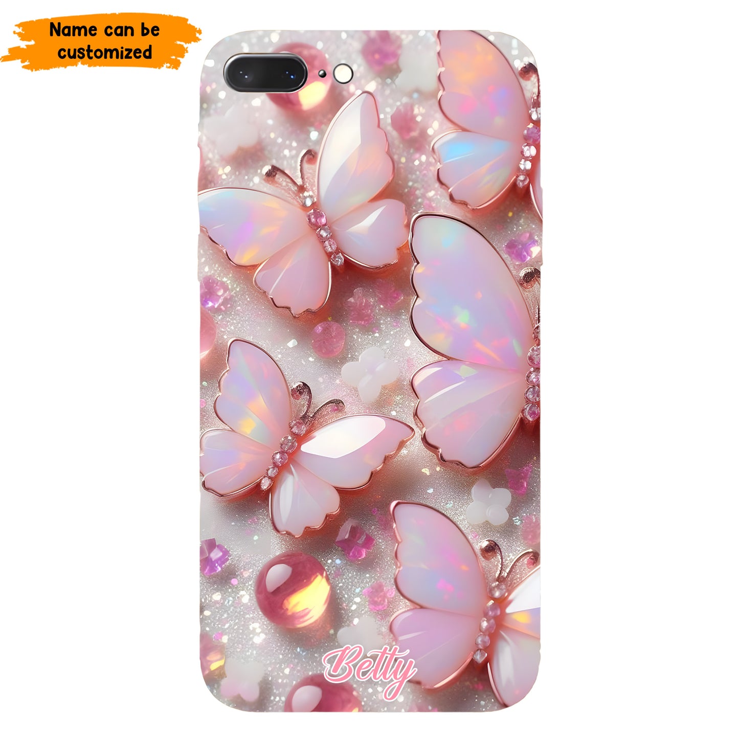 Personalized Pink Opal Butterfly Phone Case