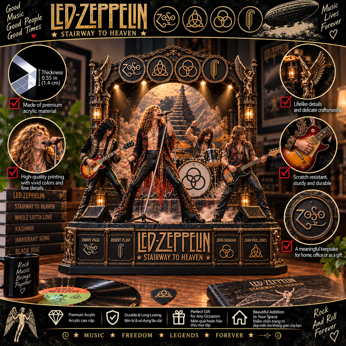 Led Zeppelin Stairway to Heaven – Collectible Acrylic Plaque Table Decor