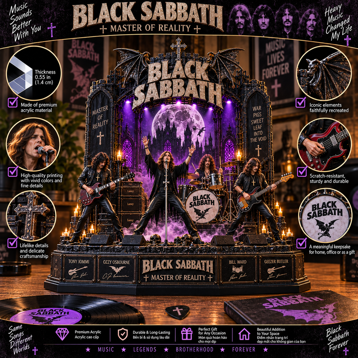 Black Sabbath Master of Reality – Collectible Acrylic Plaque Table Decor