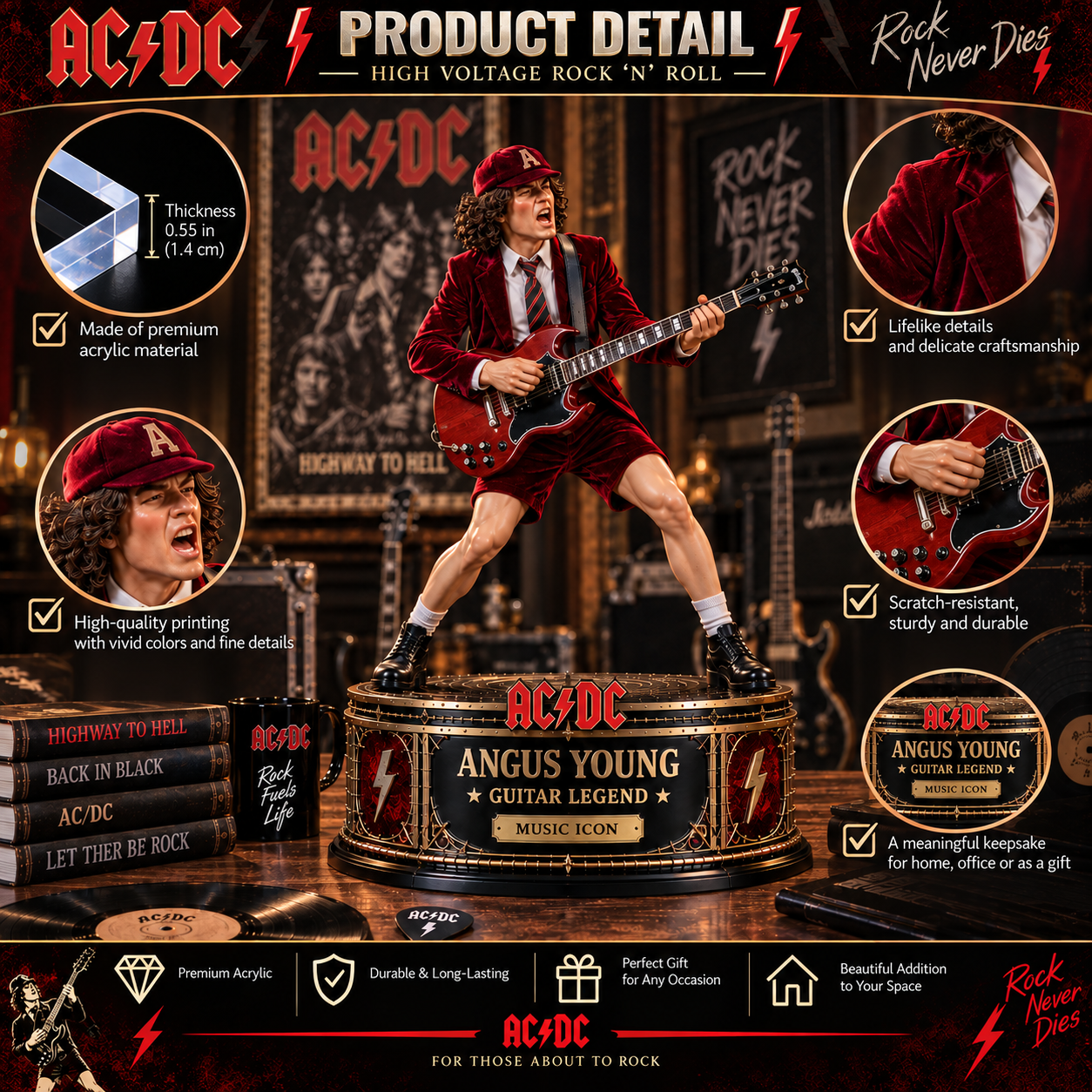 Angus Young Guitar Legend – Collectible Acrylic Plaque