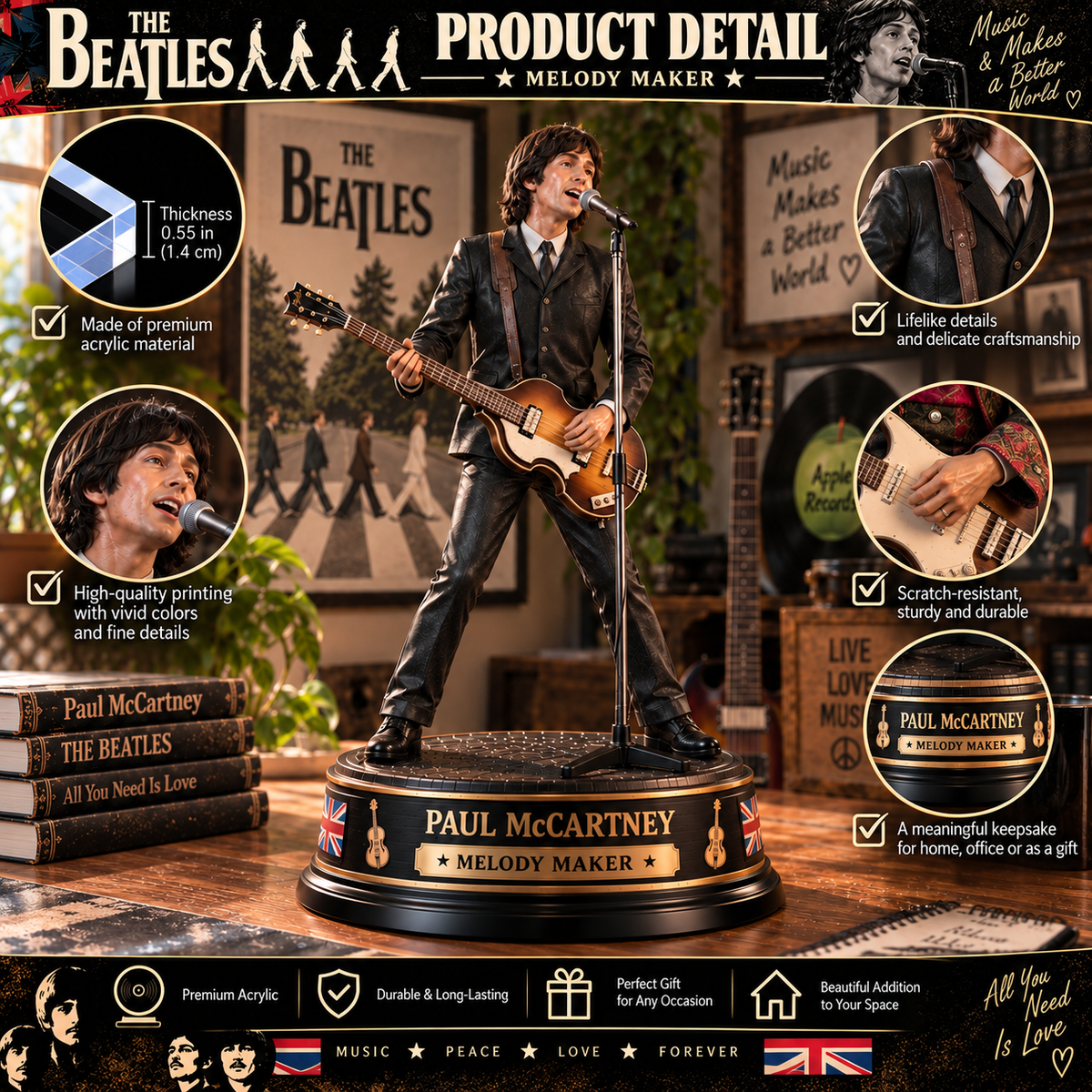 Paul McCartney Melody Maker – Collectible Acrylic Plaque Table Decor