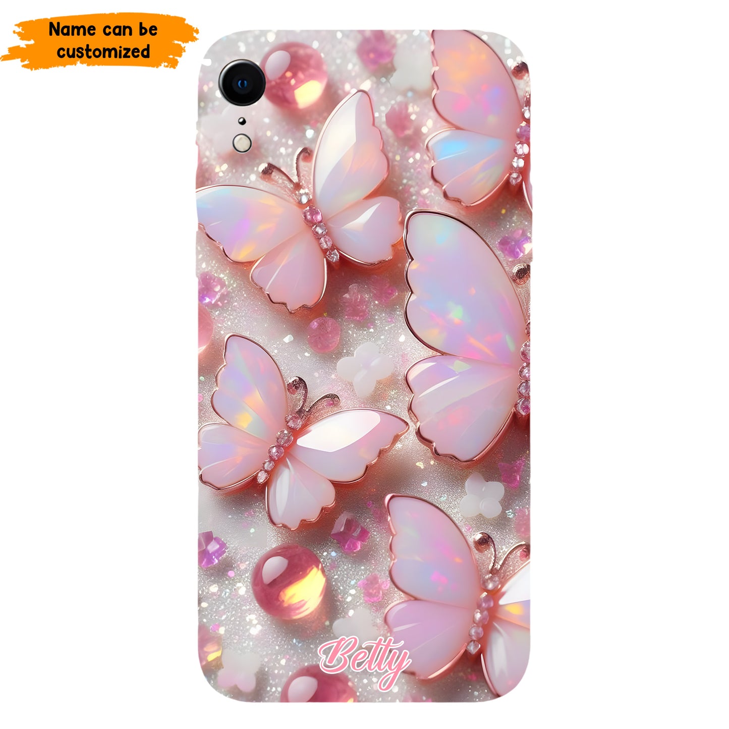 Personalized Pink Opal Butterfly Phone Case