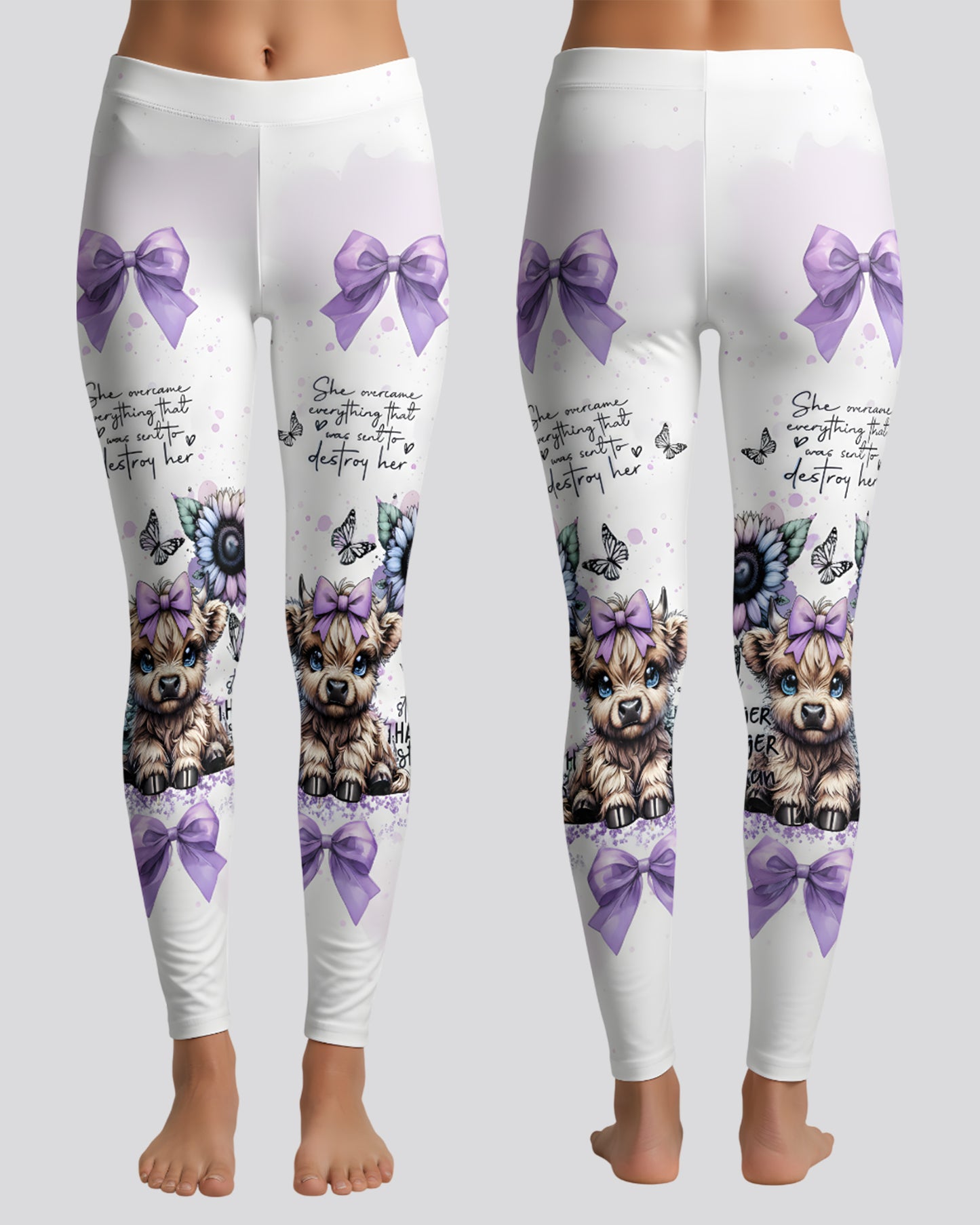Highland Cow & Flowers - Personalized Highland Cow Hoodie and Leggings