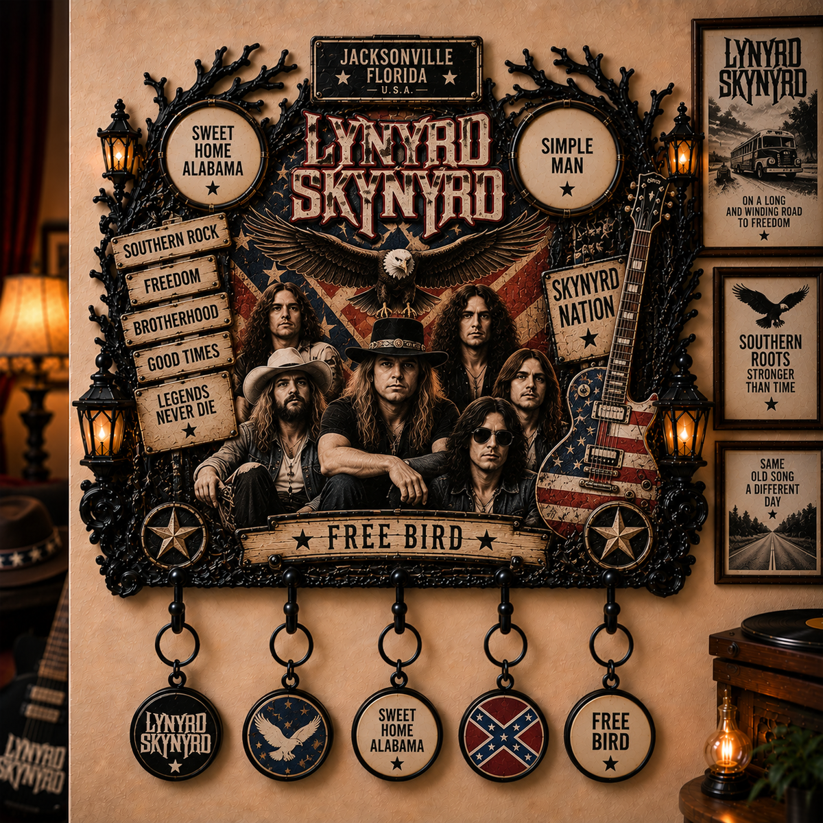 Lynyrd Skynyrd Free Bird Wall Key Holder – Music Legend Wall Key Rack
