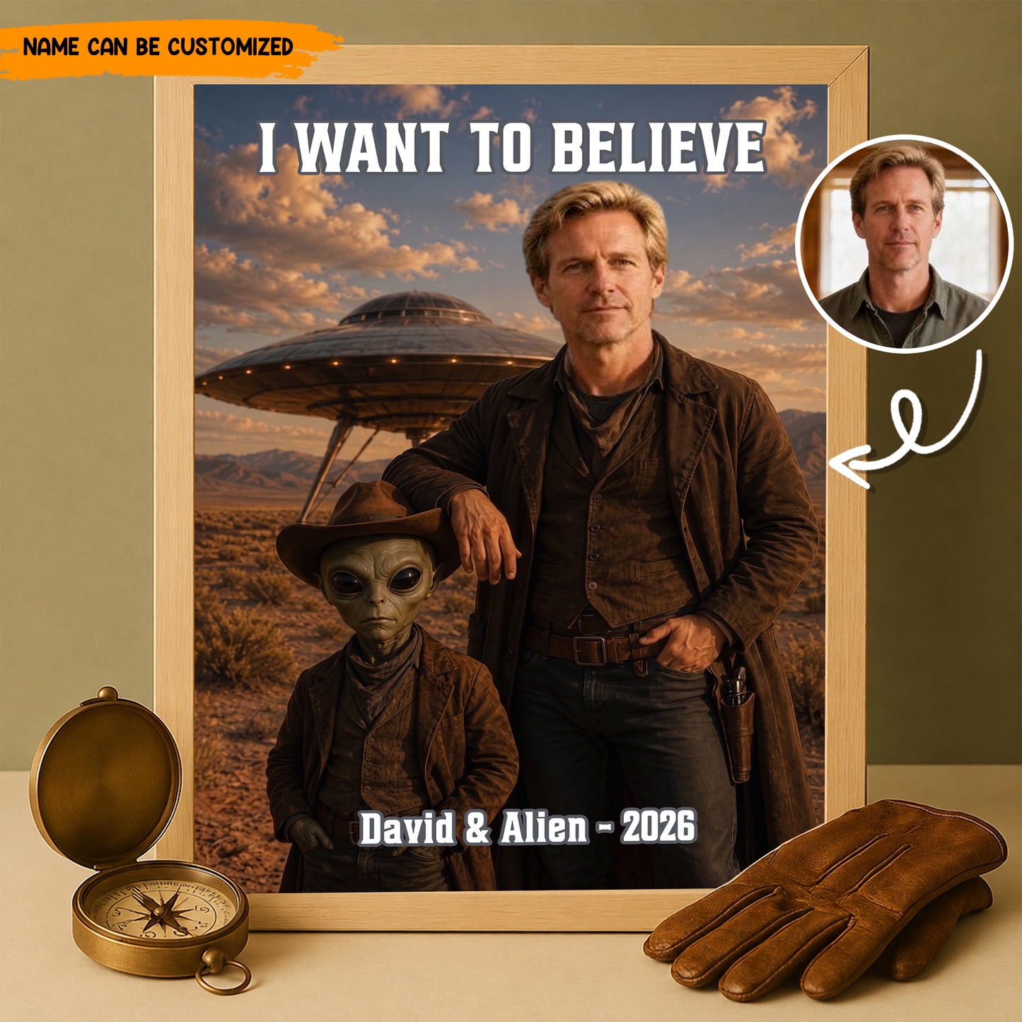 I Want To Believe – Personalized UFO Selfie Photo Poster & Canvas