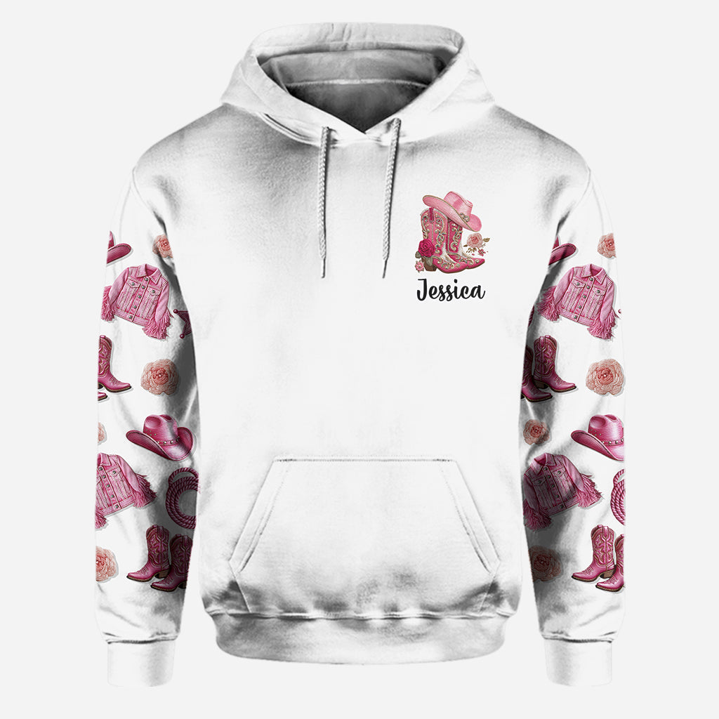 Cowgirl Boots Flowers - Personalized Hoodie and Leggings