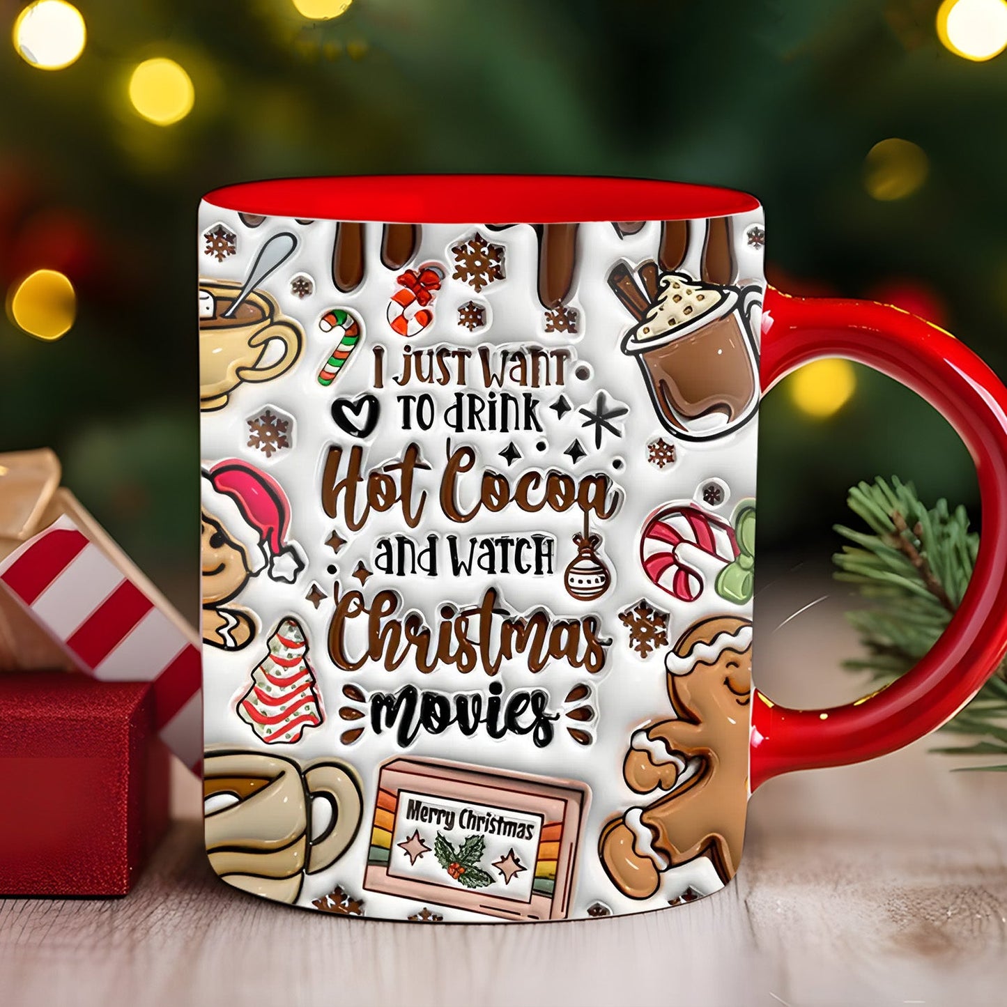 I Just Want To Drink Cocoa - Christmas Accent Mug