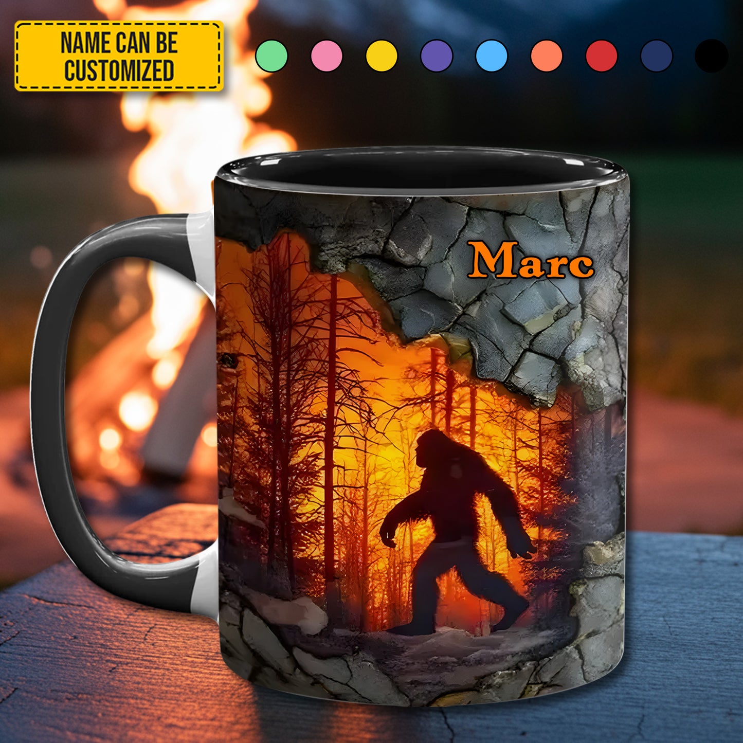 Personalized Bigfoot Legend In Trees Accent Mug