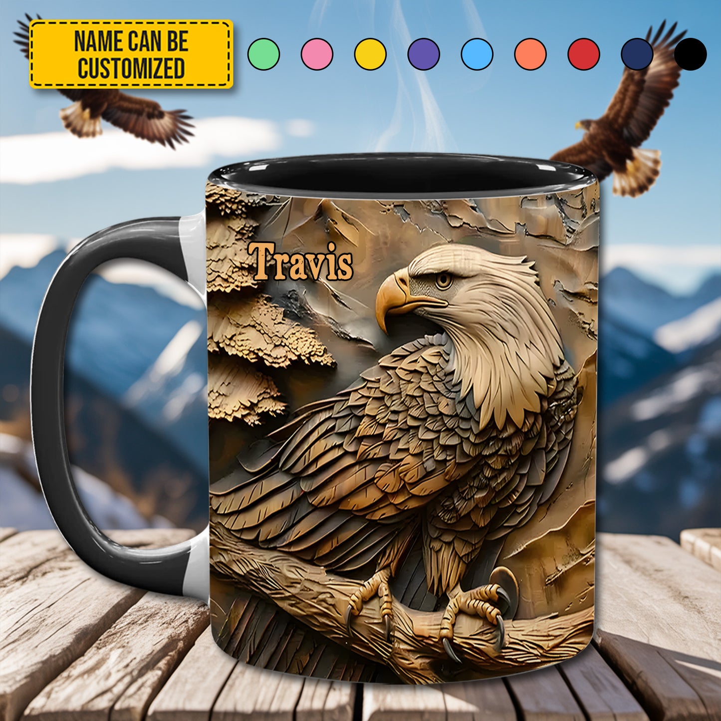 Strong Eagle - Personalized Eagle Accent Mug