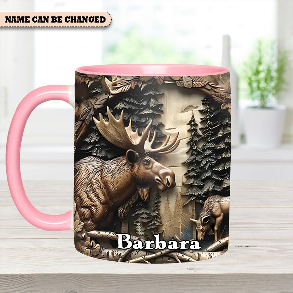 Vintage Moose Wreath Personalized Accent Mug – Rustic Gift for Mother’s Day & Nature Lovers