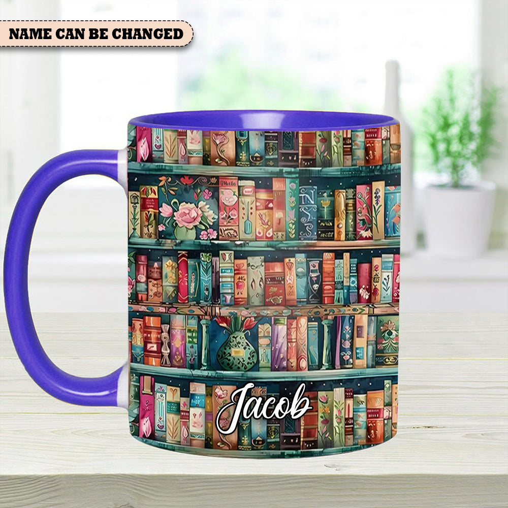 Personalized Bookshelf Mug – Cozy Library Lover’s Dream
