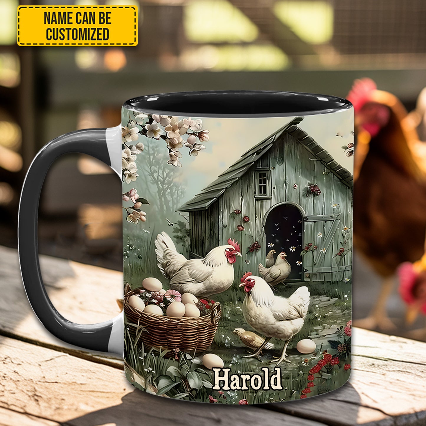 Farm Life – Personalized Chicken Accent Mug