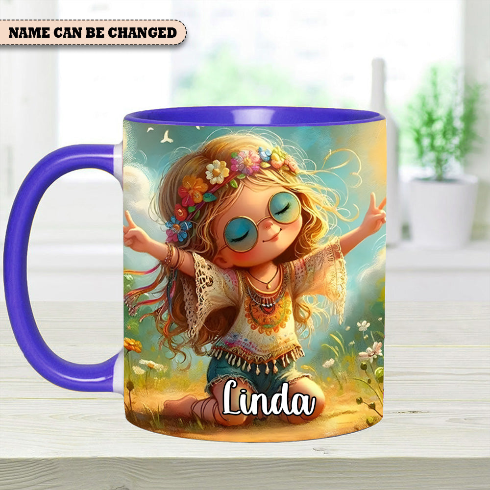 Personalized Hippie Girl Accent Mug