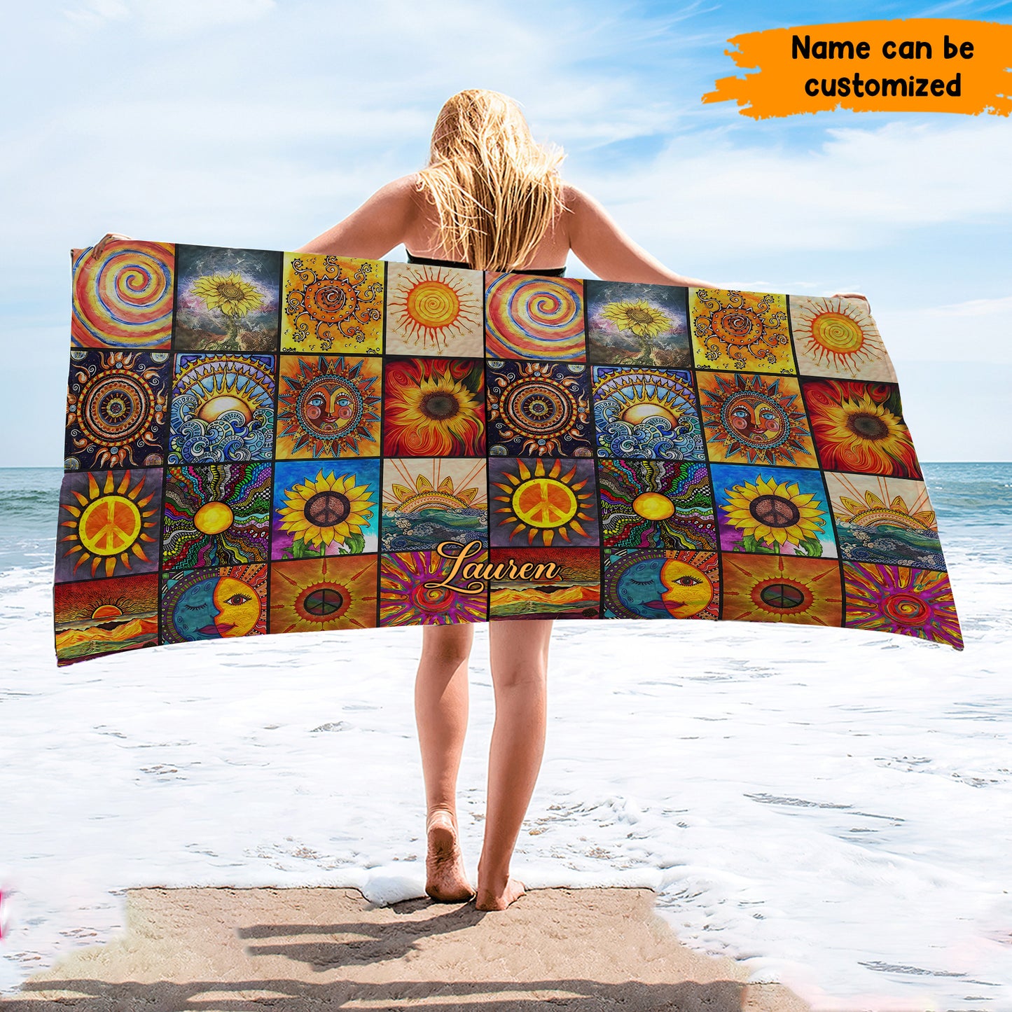 Celestial Vibes Personalized Beach Towel/ Bath Towel