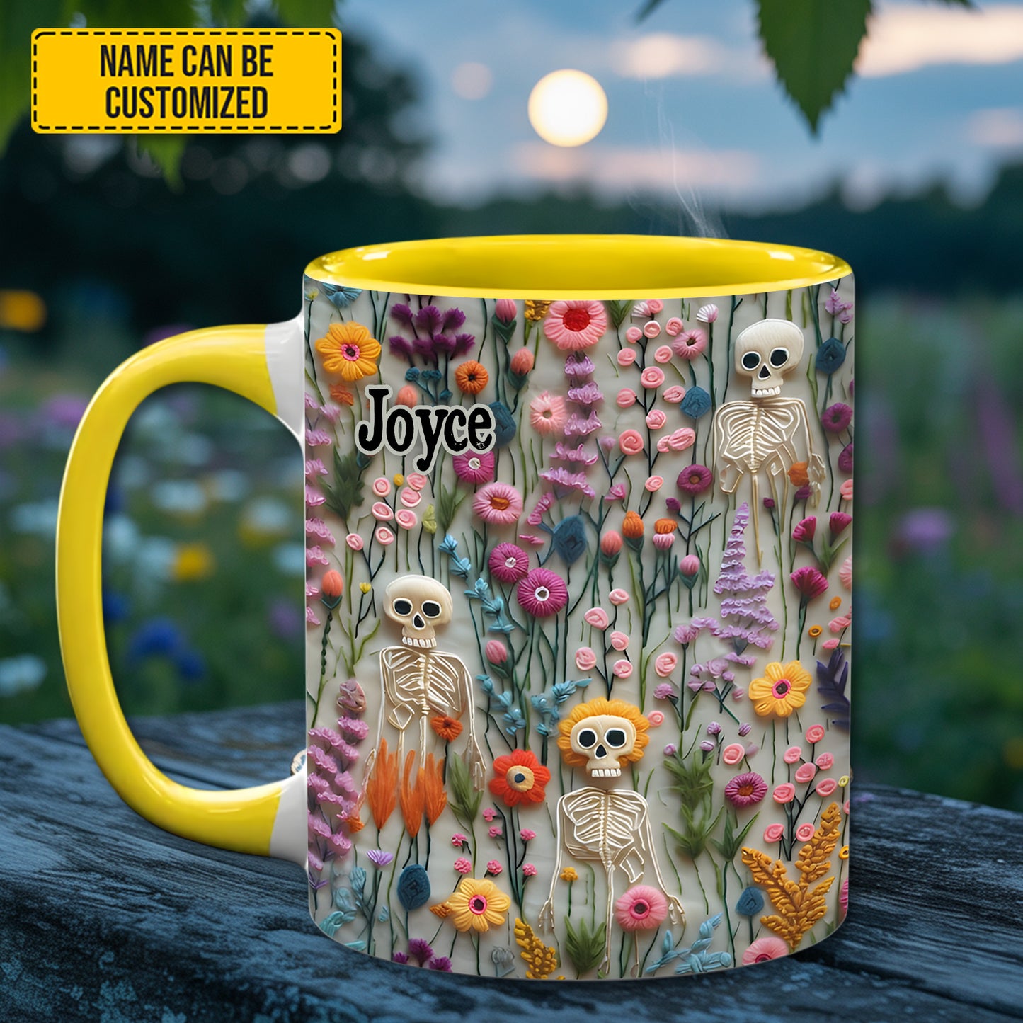 Skeletons In Bloom - Personalized Skull Accent Mug