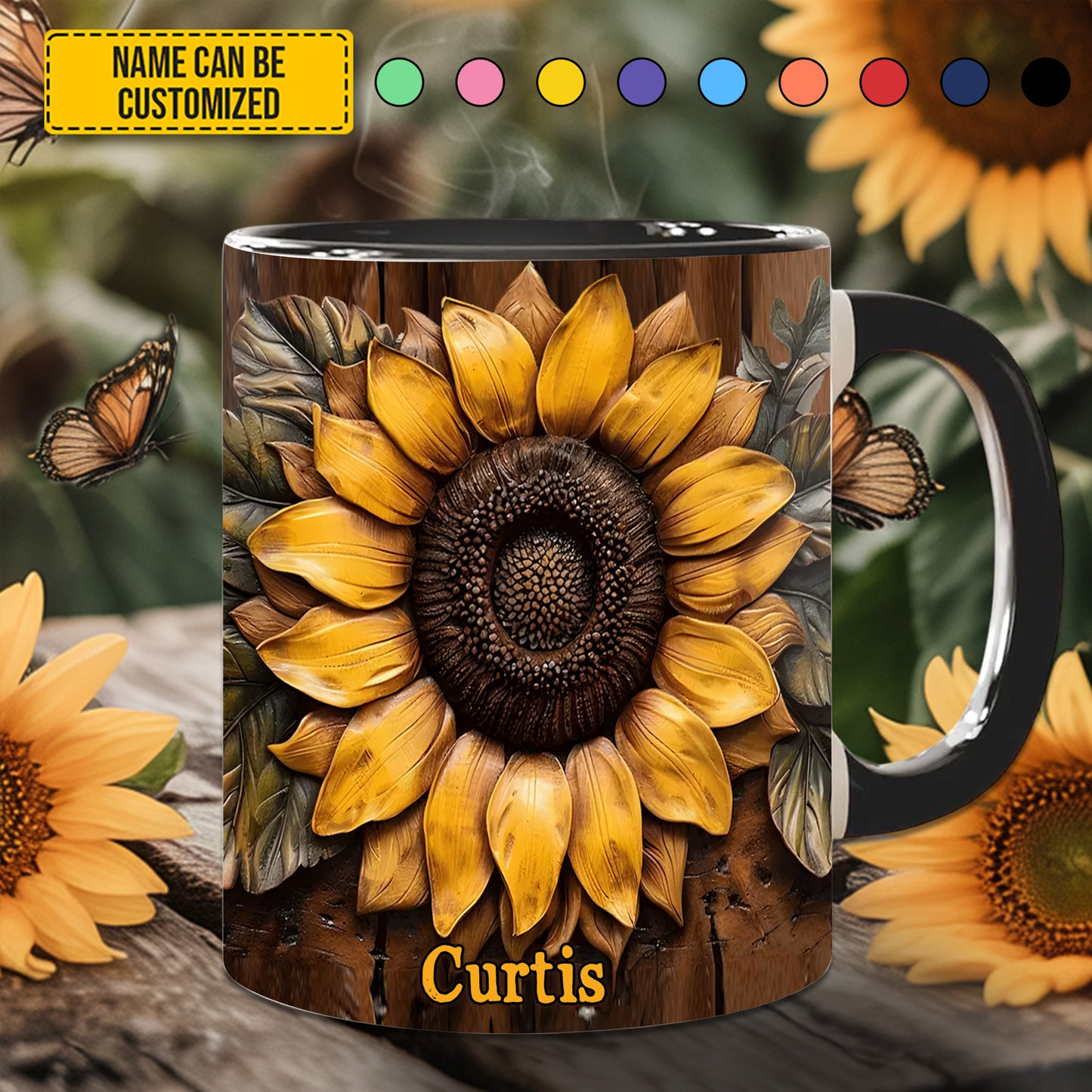 Sunflower accent mug - Personalized Accent Mug