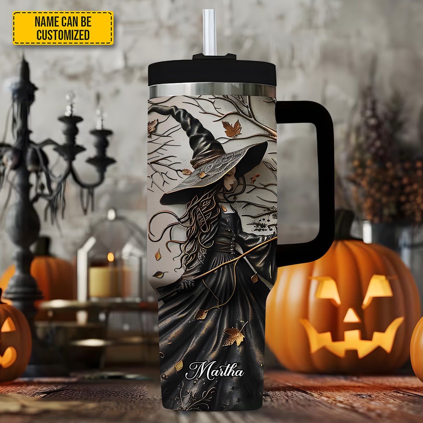 Autumn Witch - Personalized Tumbler With Handle 40oz