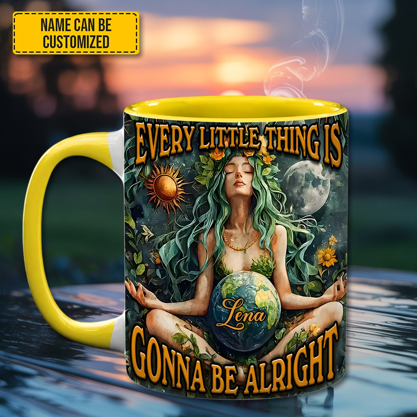 Yoga Hippie Mindfullness - Personalized Accent Mug