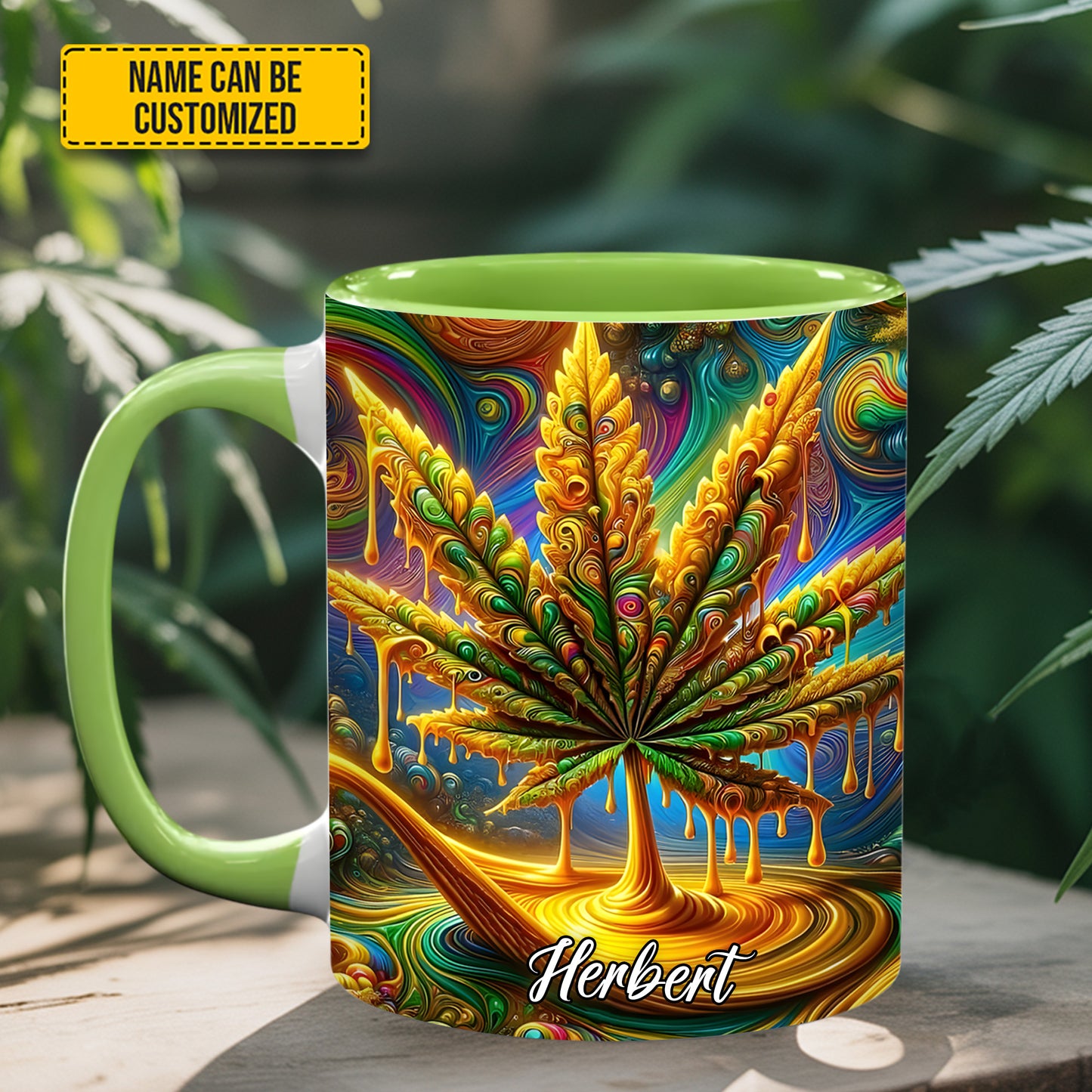 Personalized Colorful Psychedelic Weed Accent Mug
