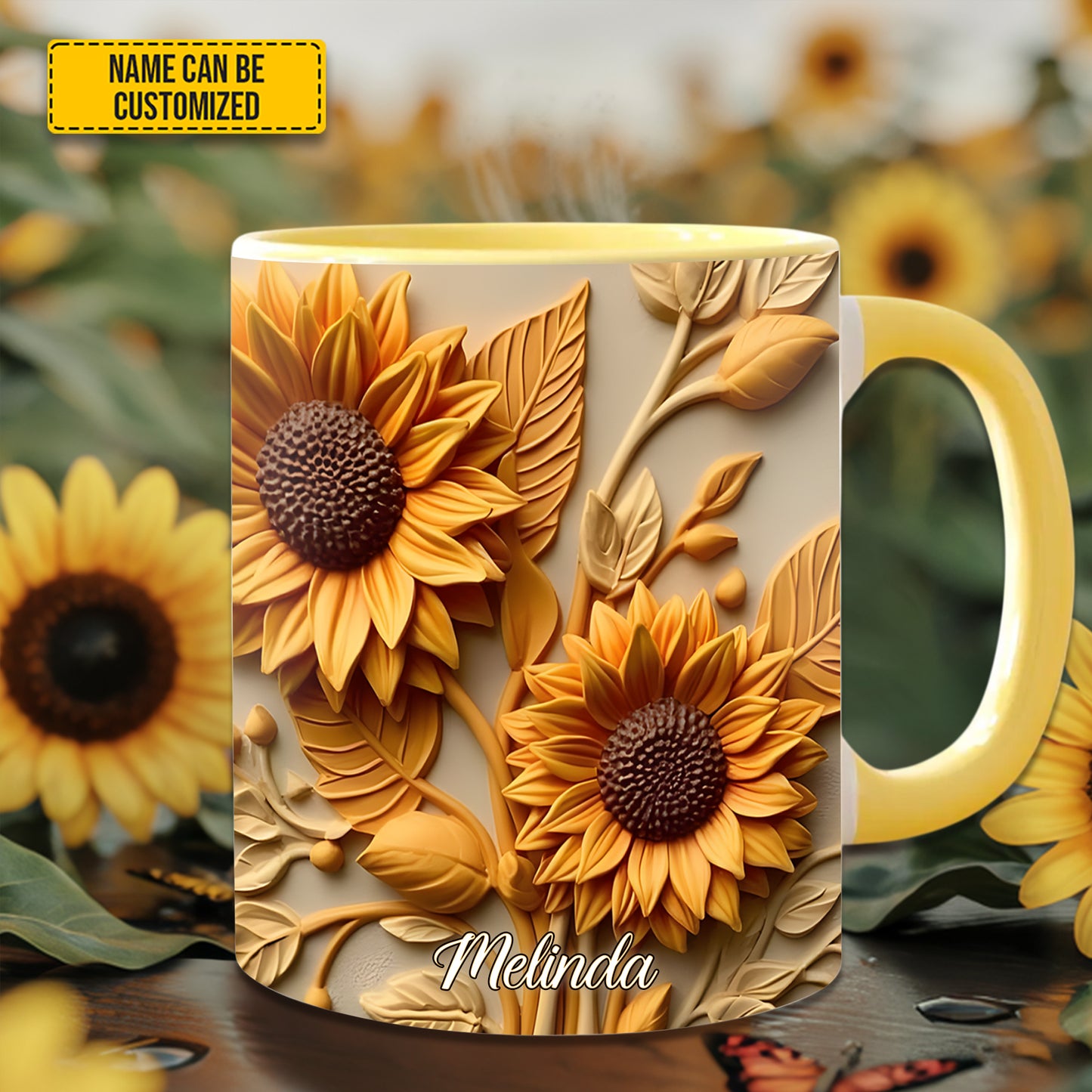Sunflower accent mug - Personalized Accent Mug