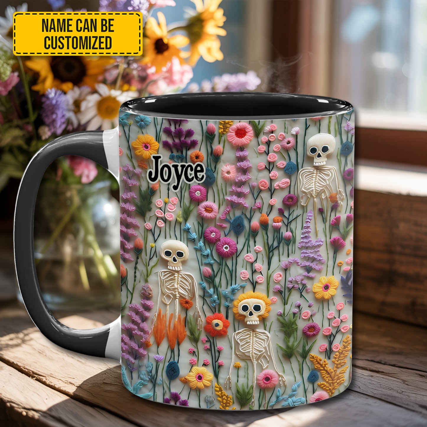 Skeletons In Bloom - Personalized Skull Accent Mug