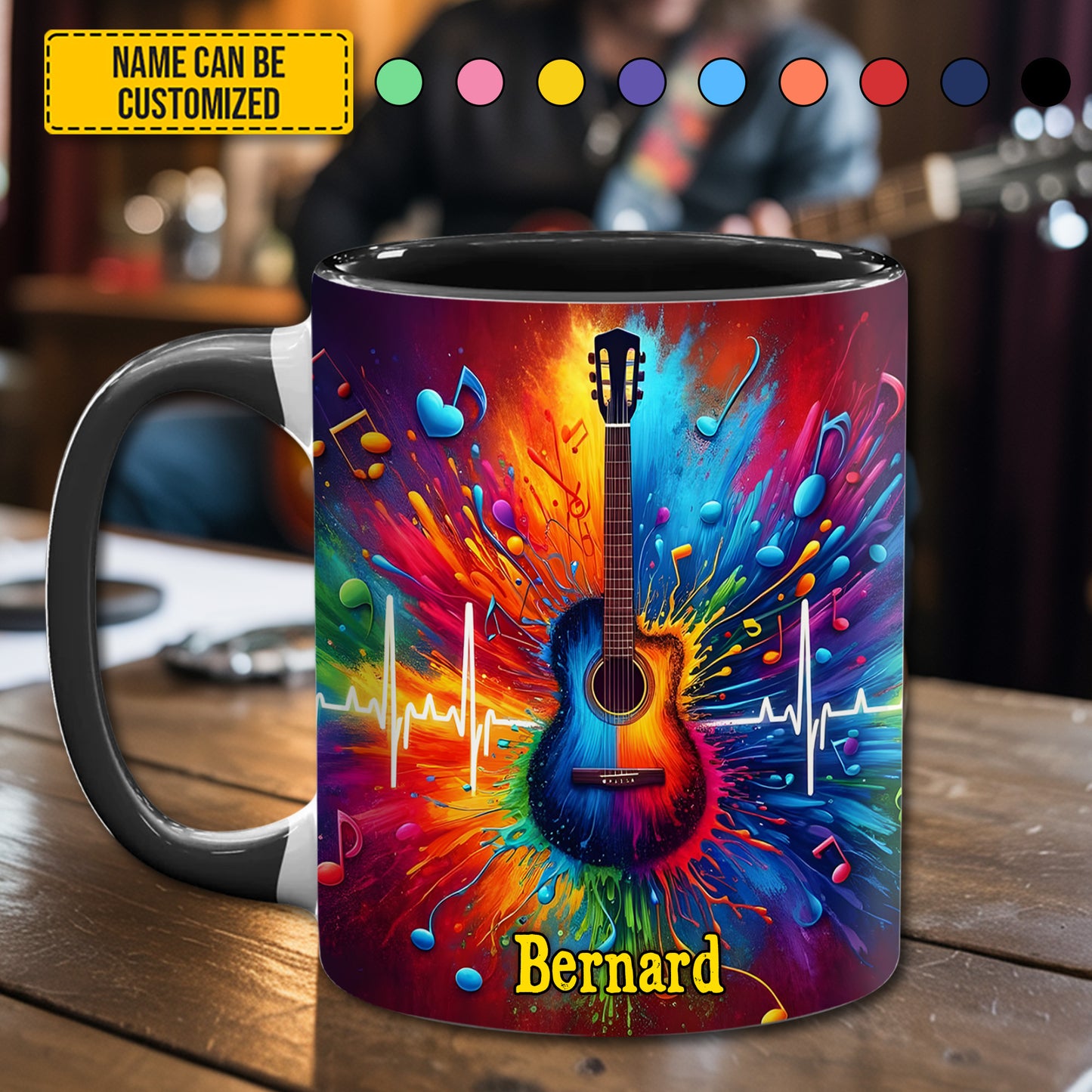 Guitar Colorful - Personalized Guitar Accent Mug