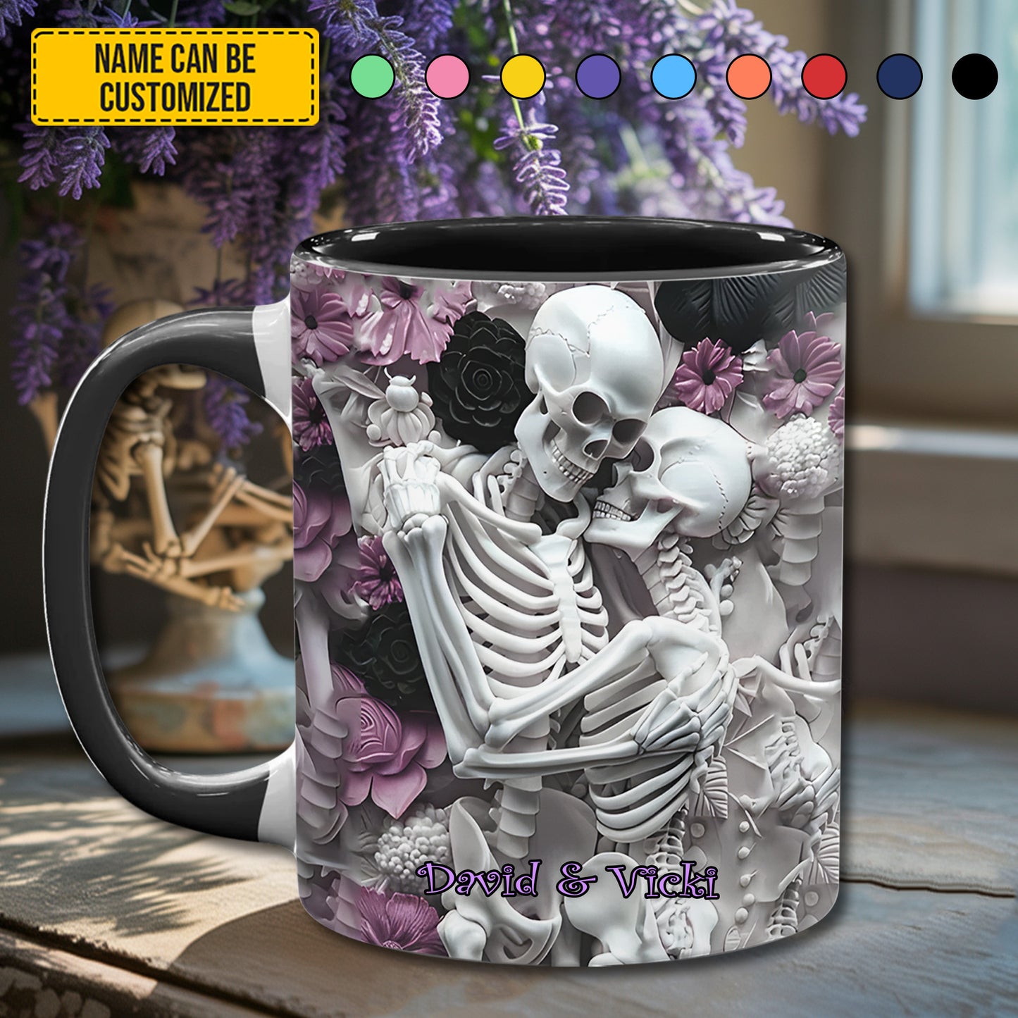Skull Couple - Personalized Skull Accent Mug