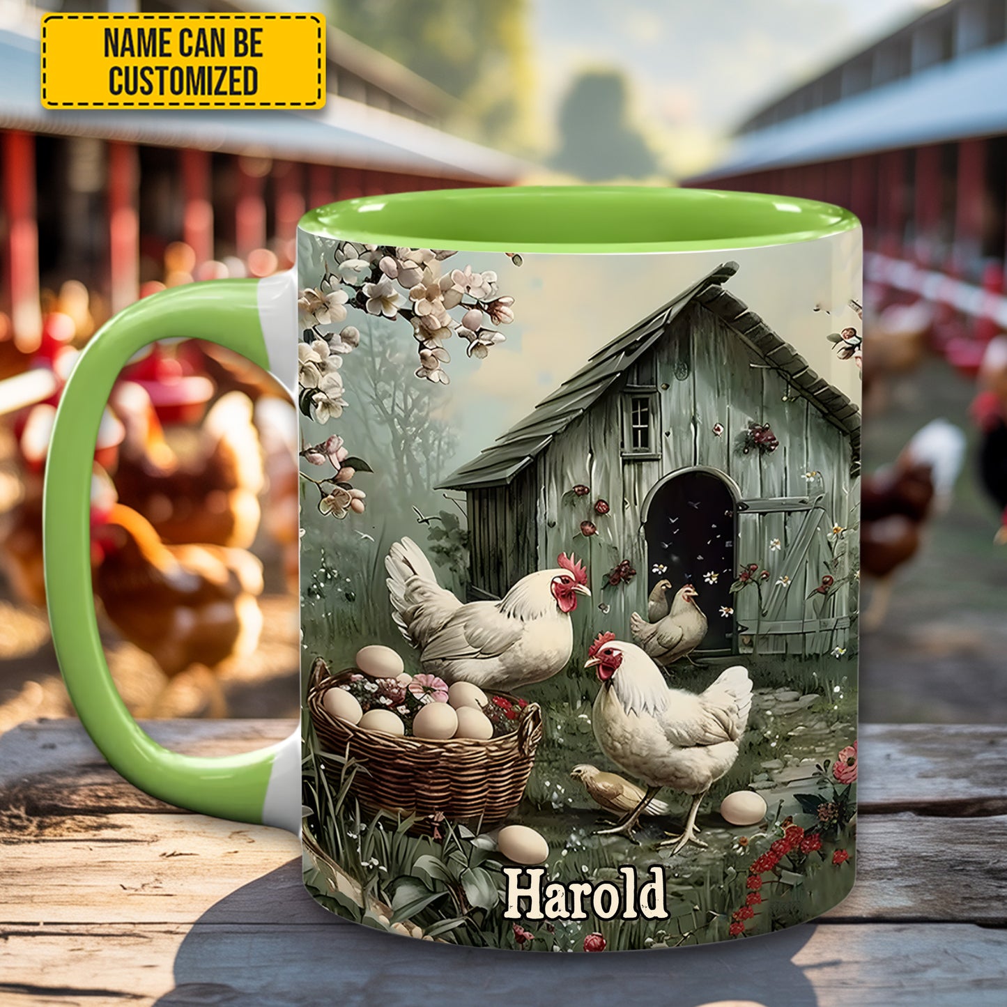 Farm Life – Personalized Chicken Accent Mug
