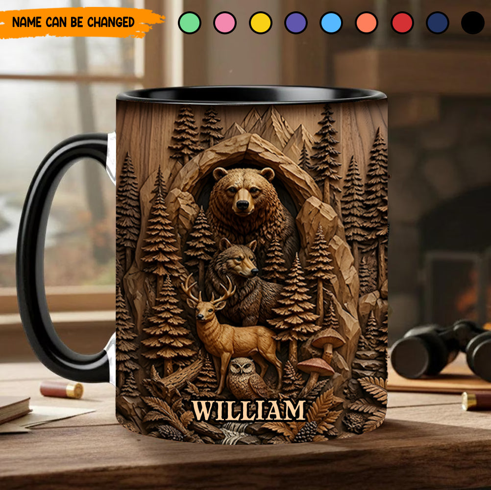 Woodland Legends – Personalized Wildlife Accent Mug