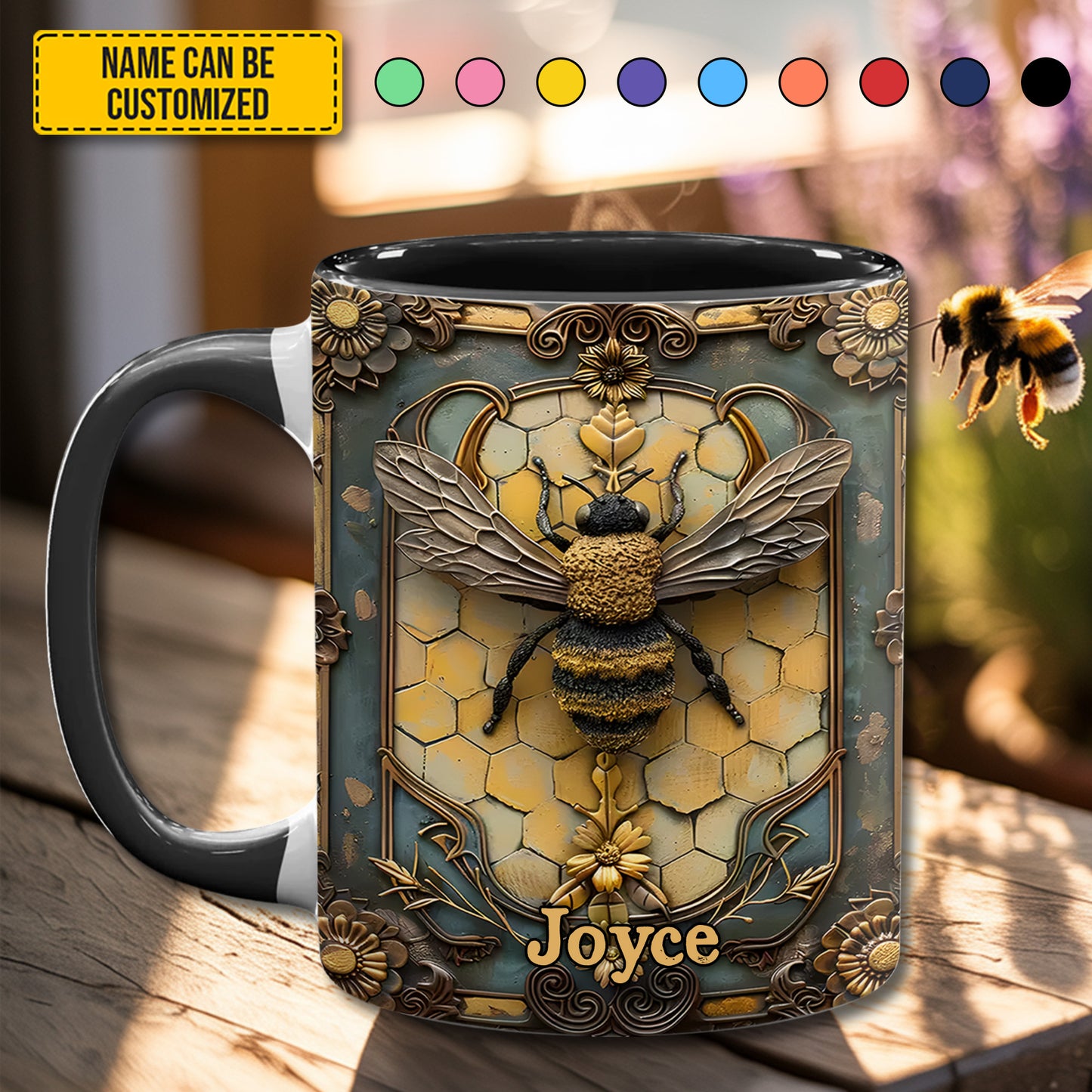 Personalized Honey Bee Accent Mug