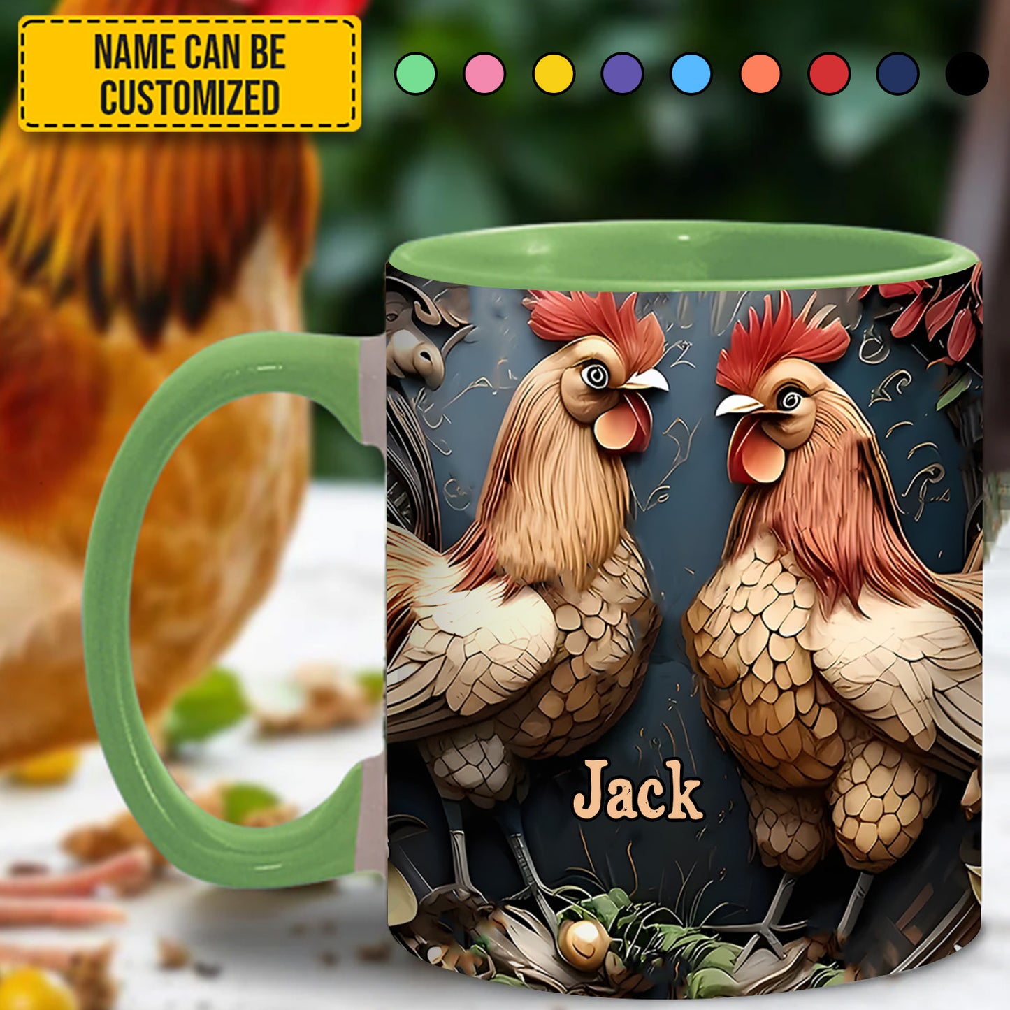 Chicken Accent Mug - Personalized Accent Mug