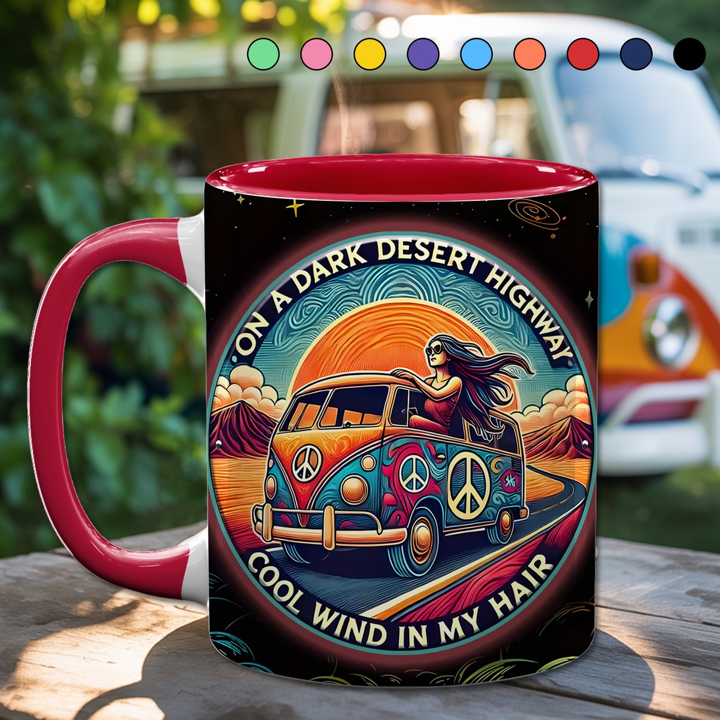 On a Dark Desert Highway - Personalized Accent Mug