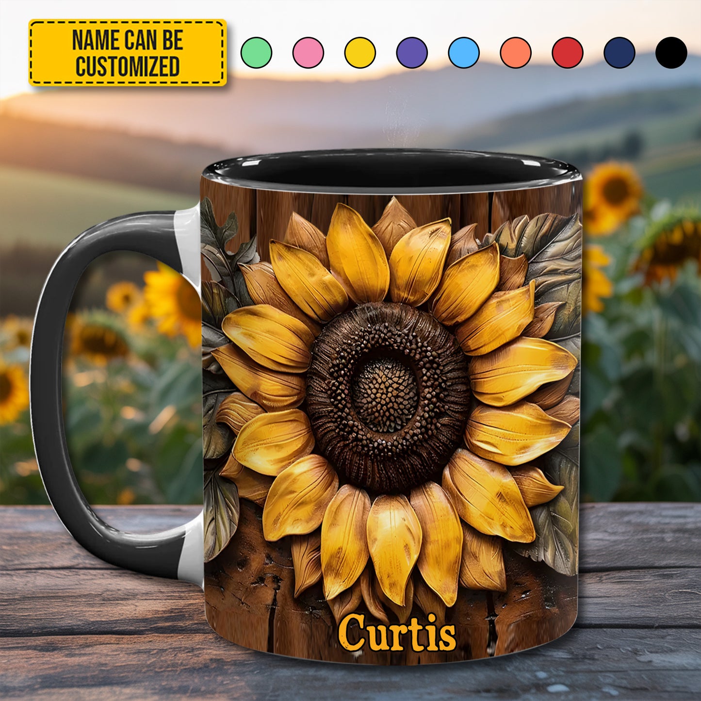 Sunflower accent mug - Personalized Accent Mug