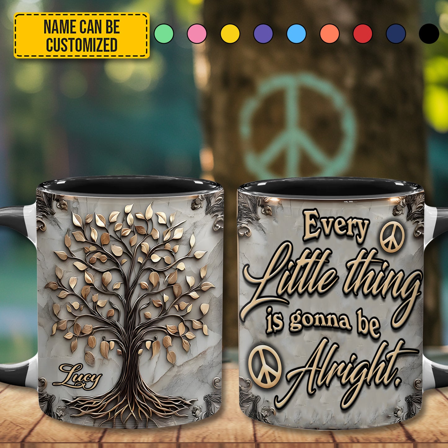 Tree Of Life Every Little Thing - Personalized Hippie Accent Mug